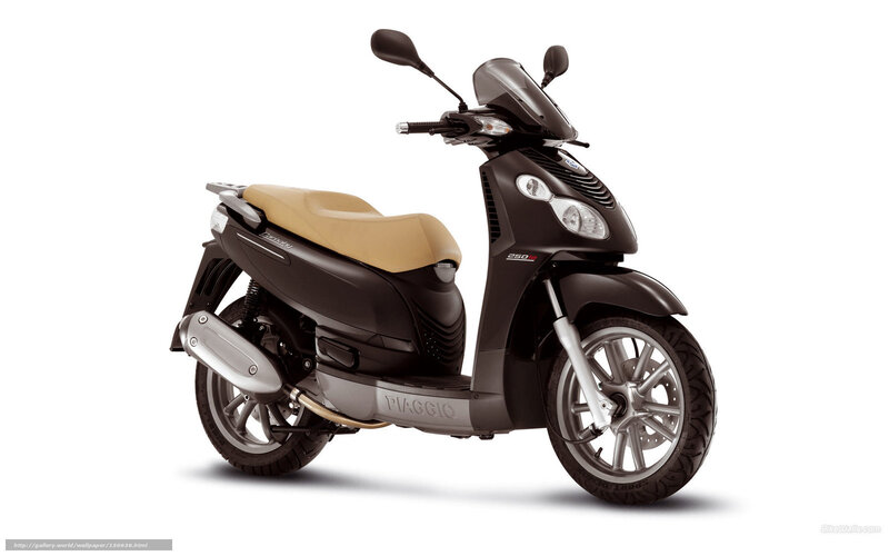 Black Scooter with Beige Seat — Neutral, Photograph, Mirror, Exhaust
