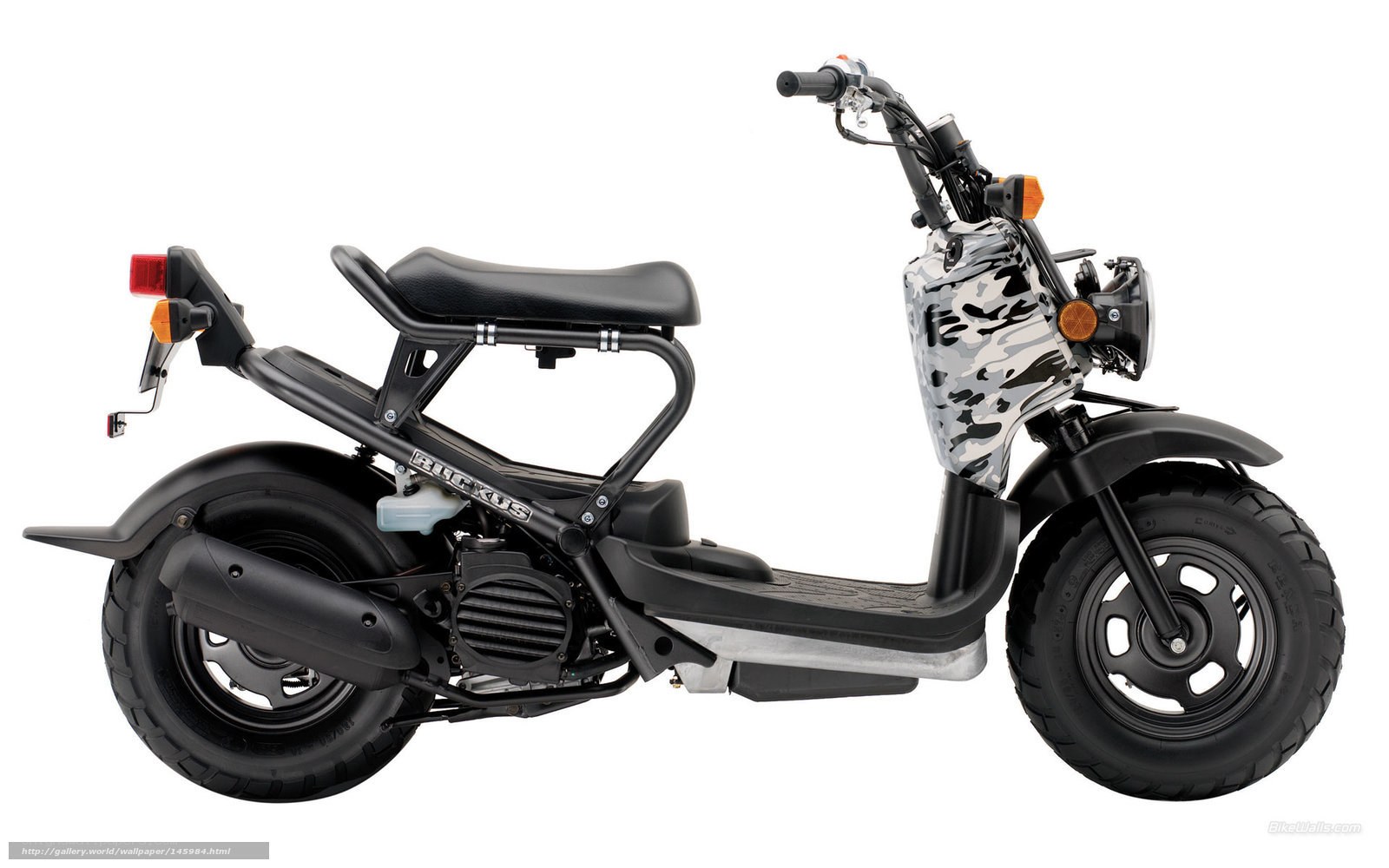 black scooter with camouflage design