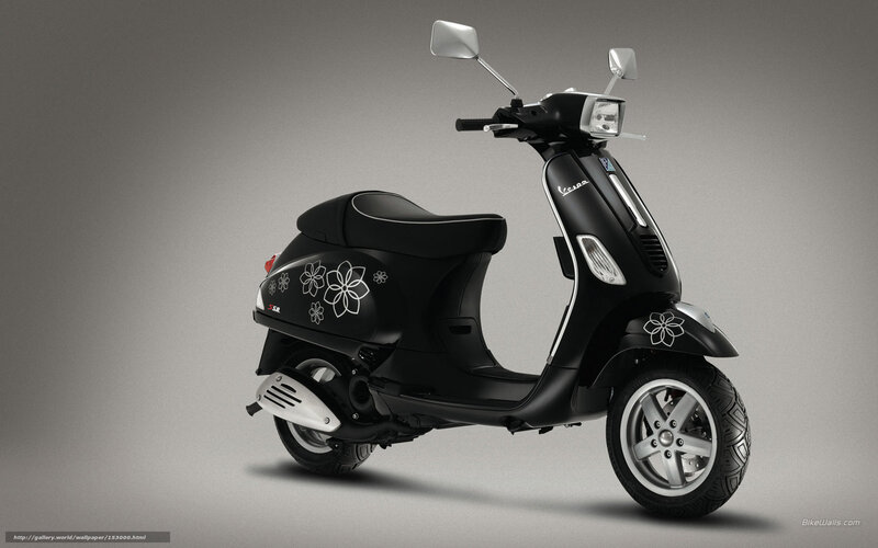 Black Scooter with Floral Decals — Neutral, Photograph