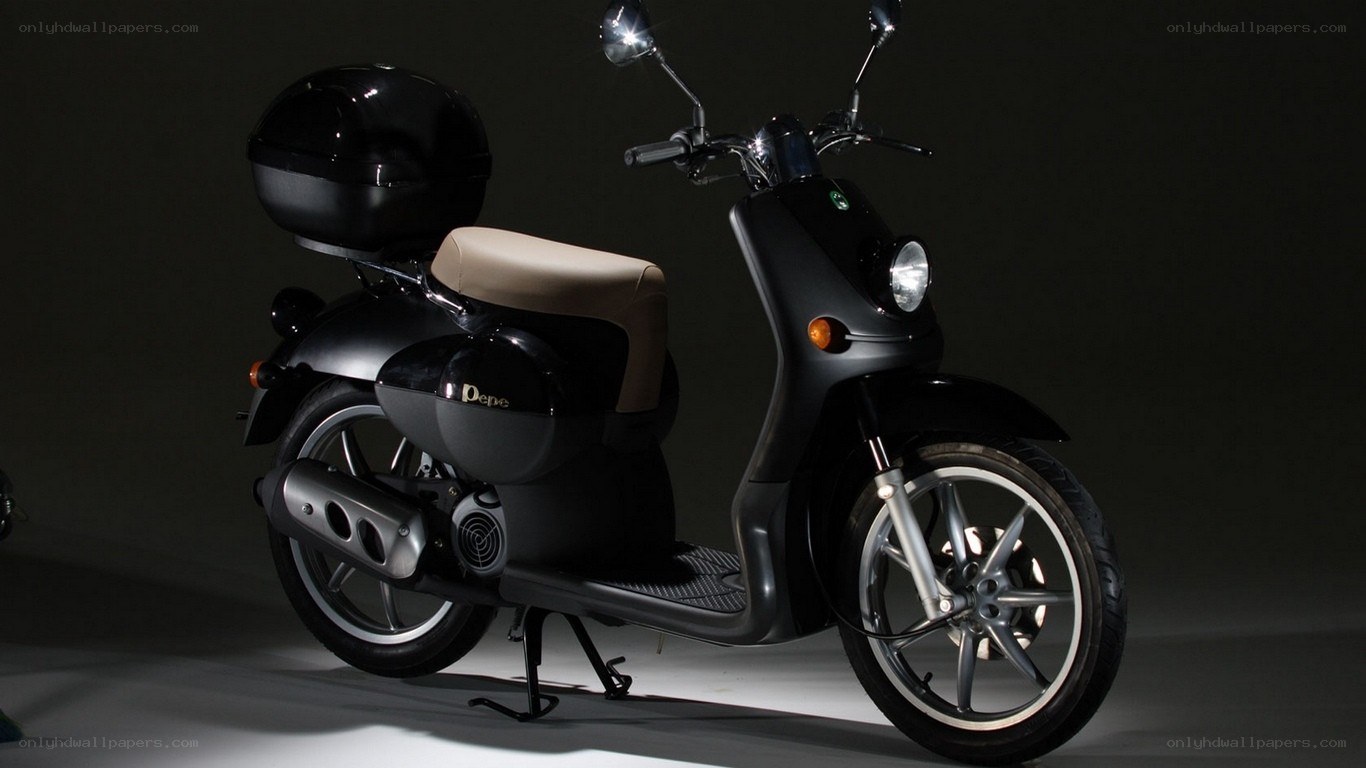 Black scooter with storage box