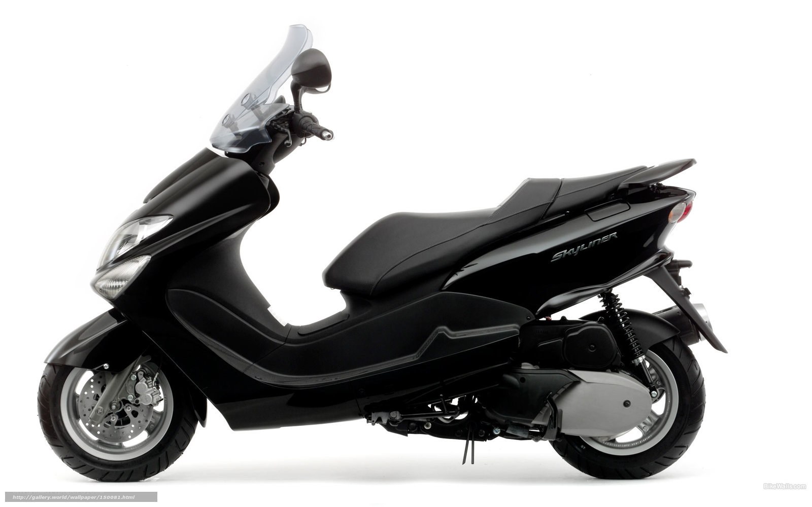 Black scooter with windscreen