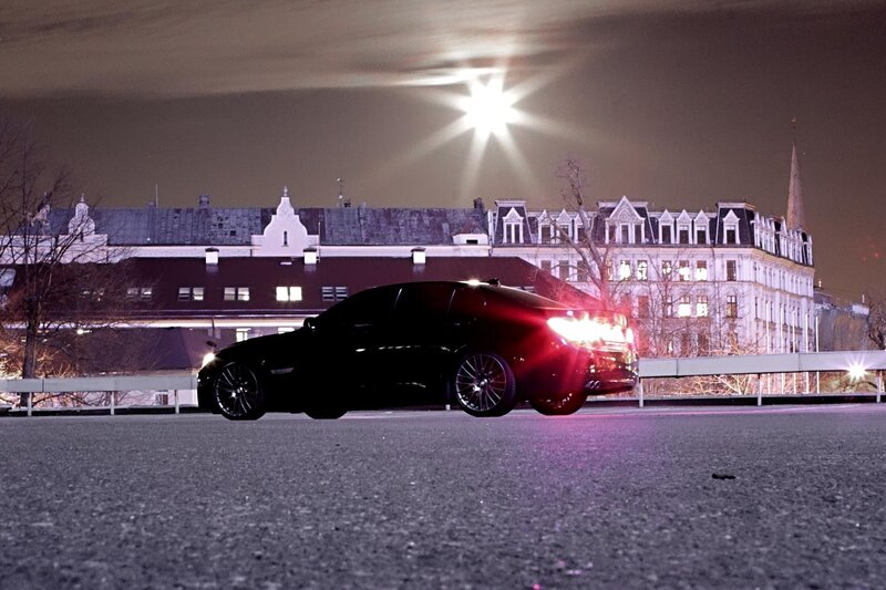 Black Sedan at Night — Dramatic, Photograph