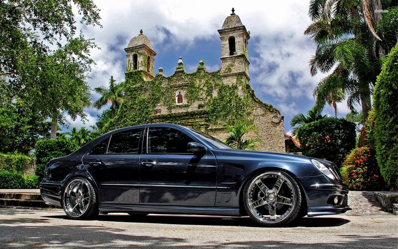 Black Sedan Car — Blue, Dramatic, Afternoon