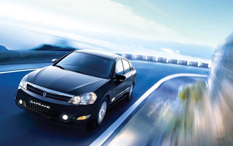 Black Sedan Car — Blue, Dynamic, Afternoon