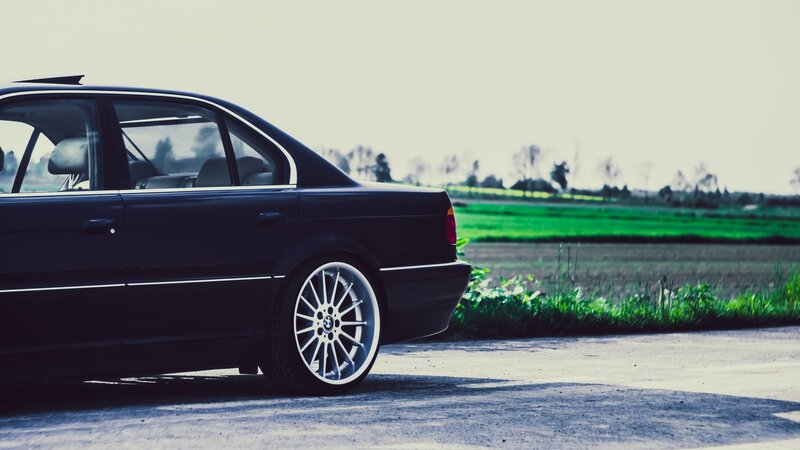 Black Sedan Car — Calm, Afternoon, Photograph, Field