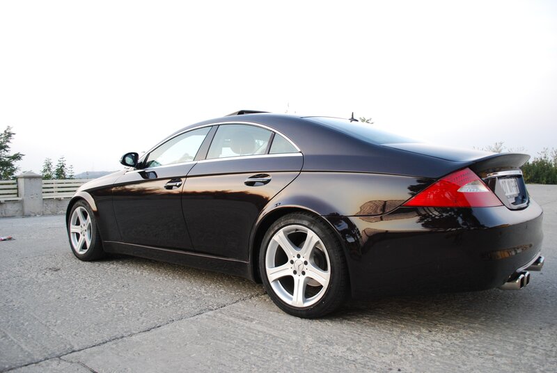 Black Sedan Car — Calm, Afternoon, Photograph, Road, Trees