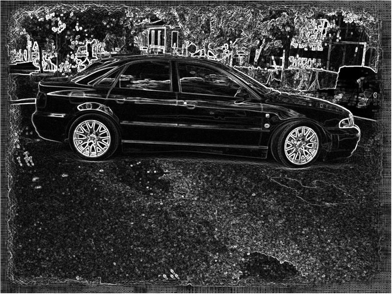Black Sedan Car — Dramatic, Illustration