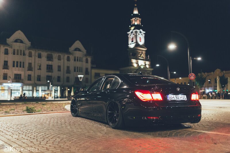 Black Sedan Car — Dramatic, Night, Photograph, Building, Tower