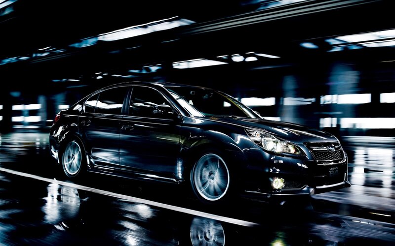 Black Sedan Car — Dramatic, Night, Photograph, Road, Lights