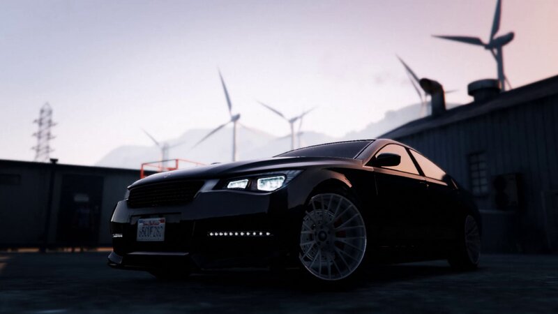 Black Sedan Car — Dramatic, Sunset, 3d Render