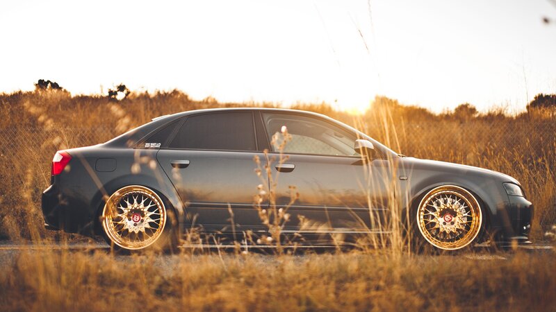 Black Sedan Car — Gray, Serene