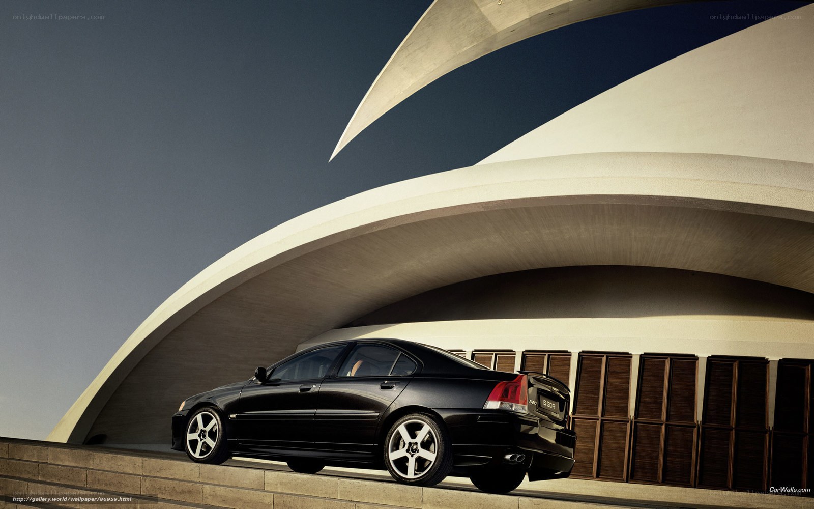 Black sedan in modern architecture