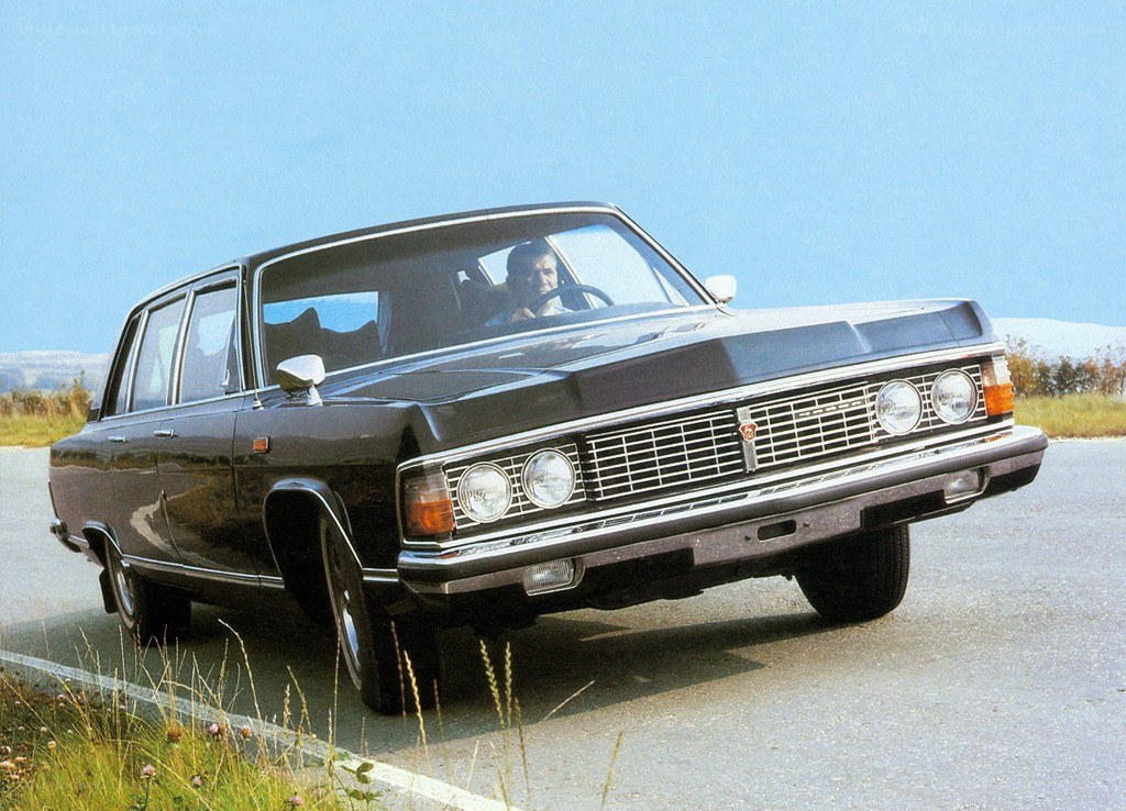 Black sedan on a road