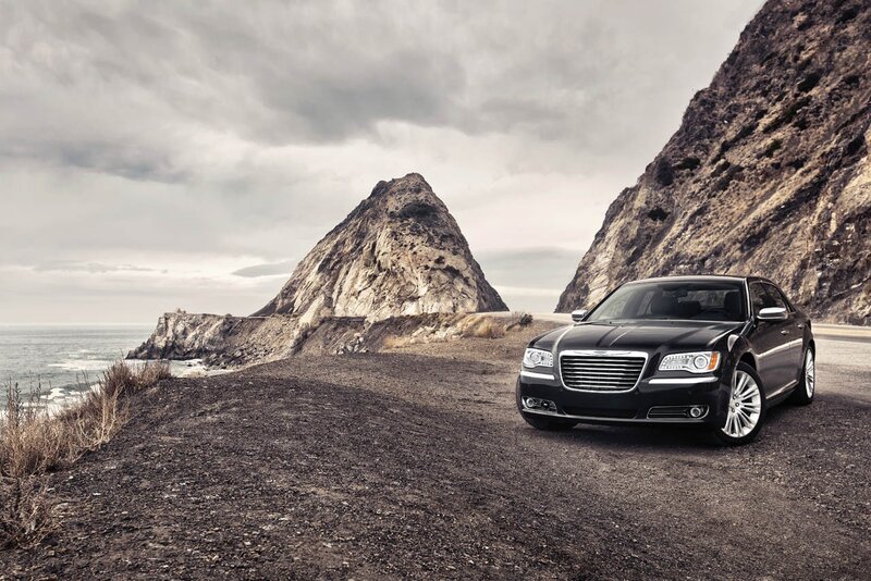 Black Sedan on Cliff — Dramatic