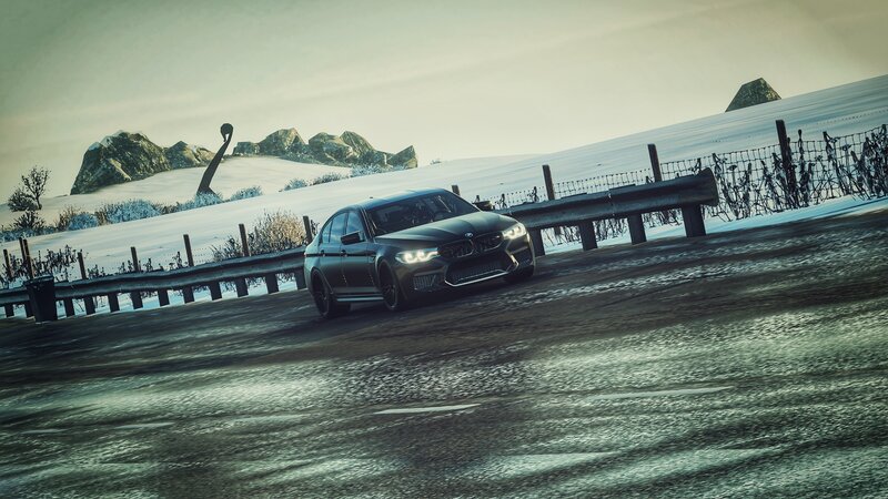 Black Sedan on Road — Gray