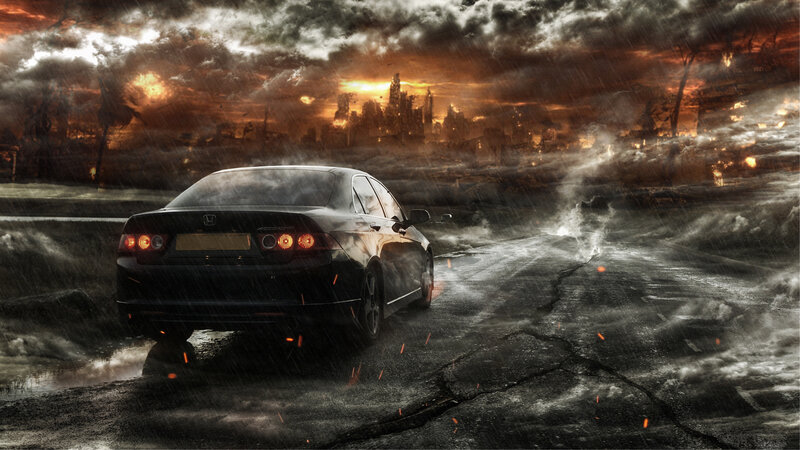 Black Sedan on Road