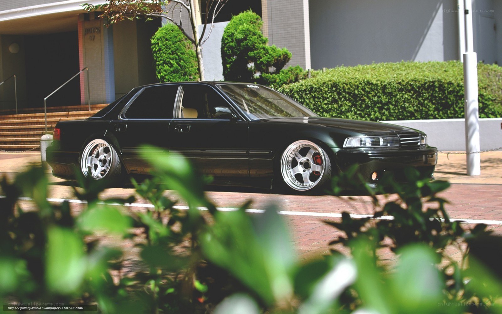black sedan on street