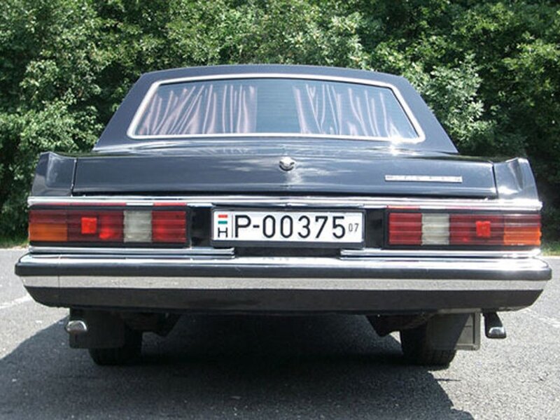 black sedan rear view