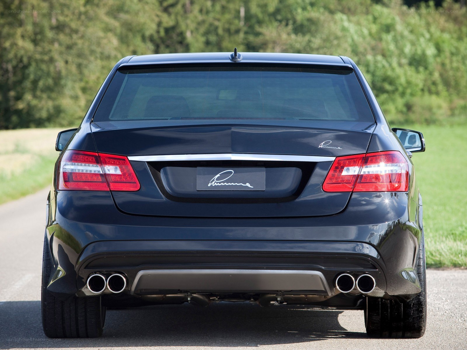 black sedan rear view