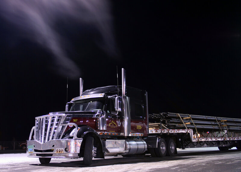 Black Semi-truck at Night