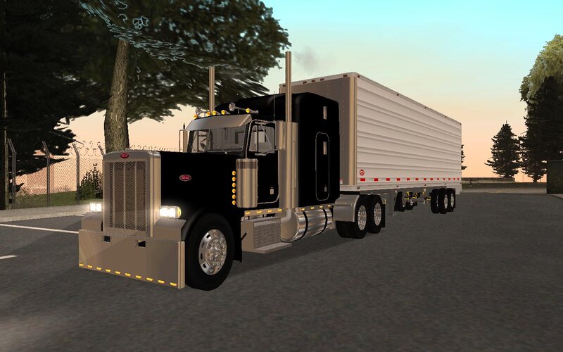 Black Semi-truck — Calm, Sunset