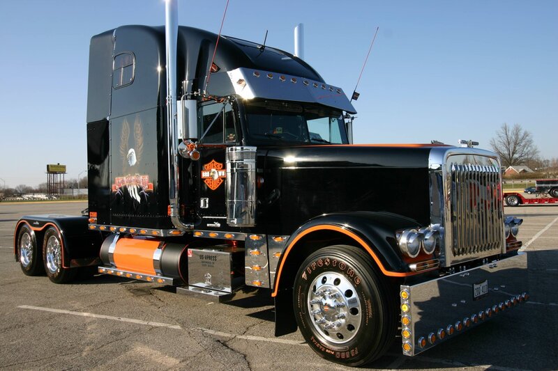 Black Semi-truck — Dramatic, Afternoon, Photograph, Eagle Graphic, Chrome Grille