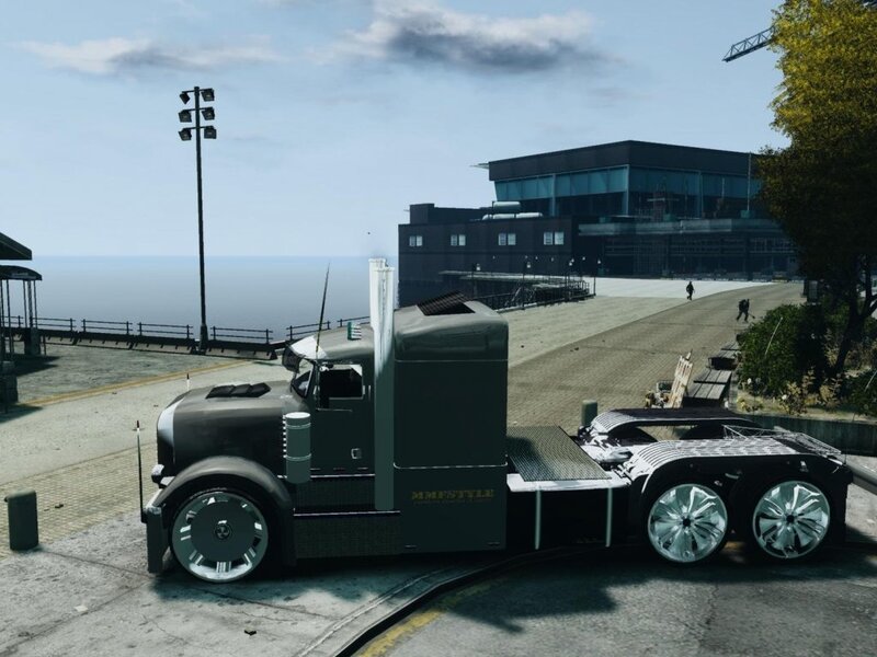 Black Semi-truck — Gray