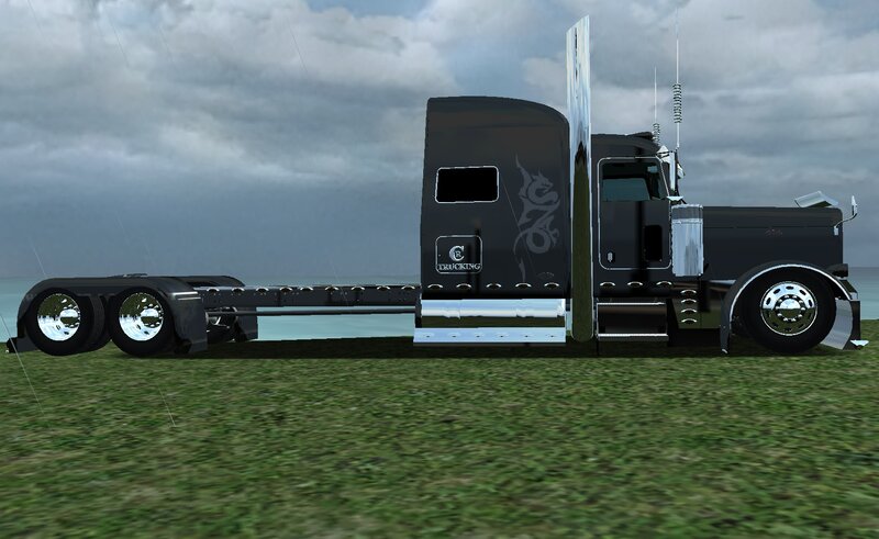 Black Semi-truck — Overcast