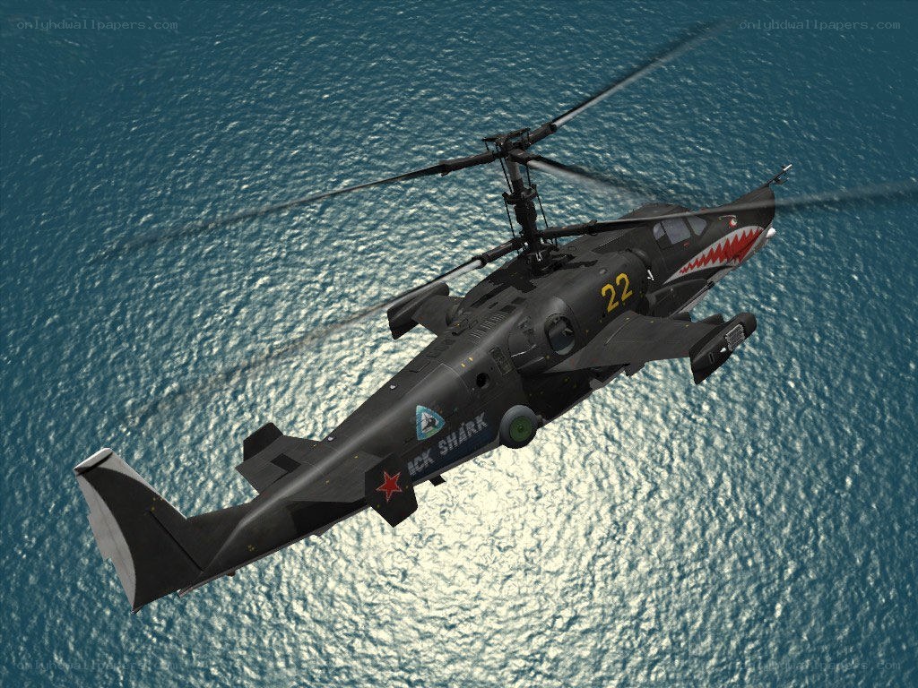 Black Shark helicopter over ocean