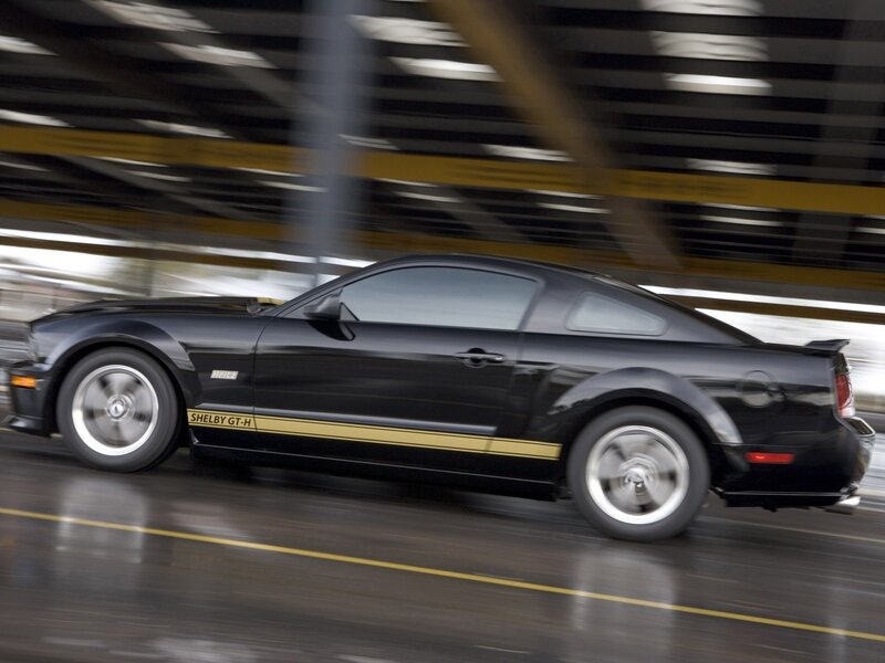 Black Shelby GT-H in motion