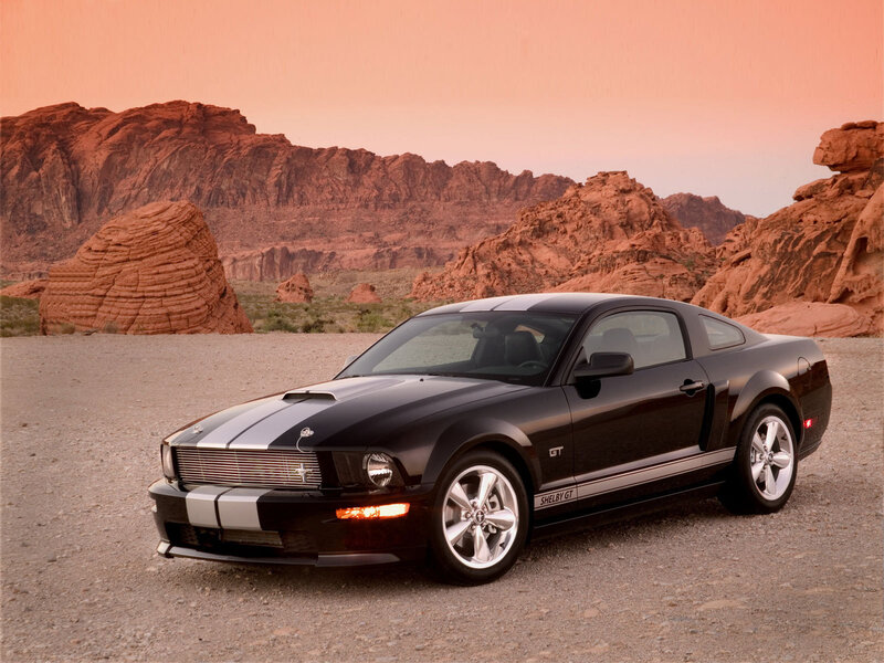 Black Shelby GT in desert