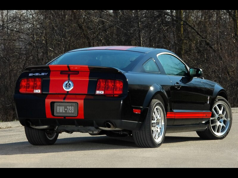Black Shelby GT500 with red stripes