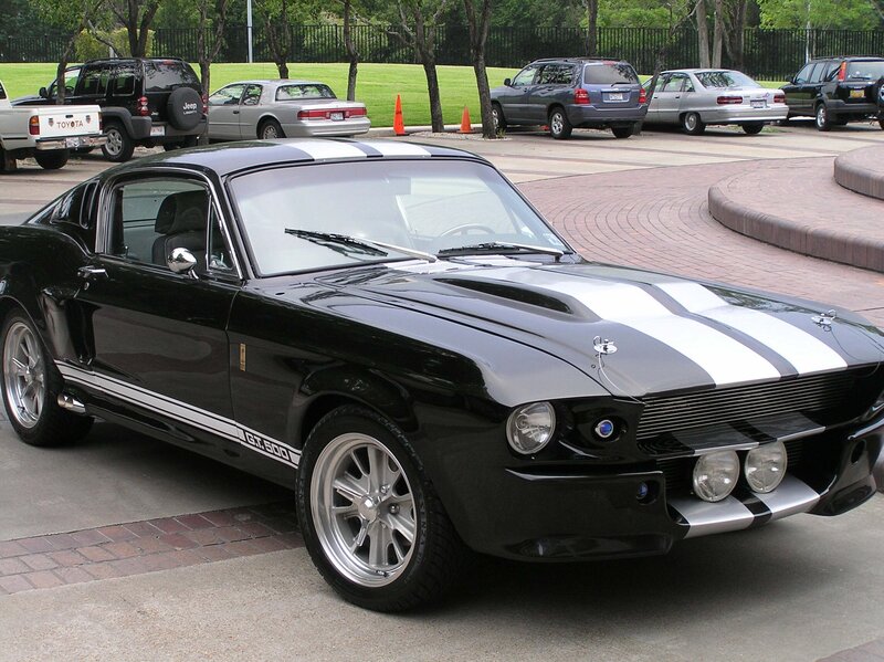 Black Shelby GT500 with white stripes
