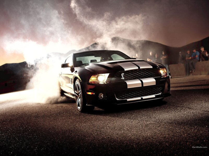 Black Shelby Mustang burnout