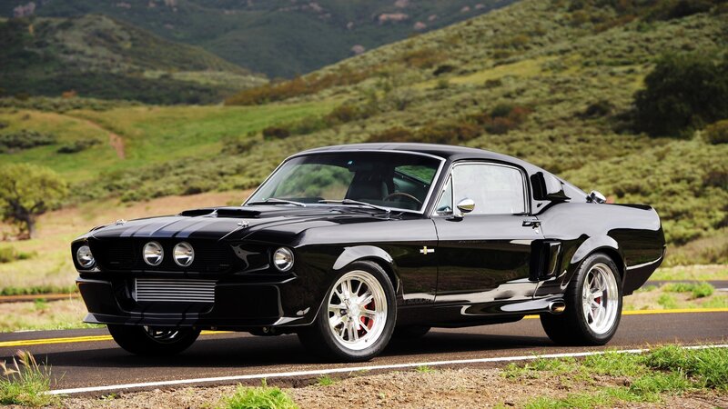 Black Shelby Mustang on road