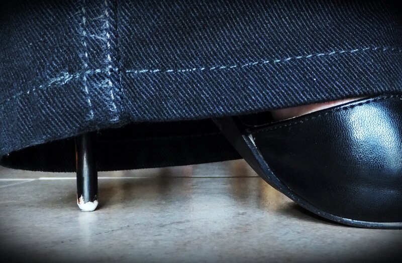 Black Shoe under Denim