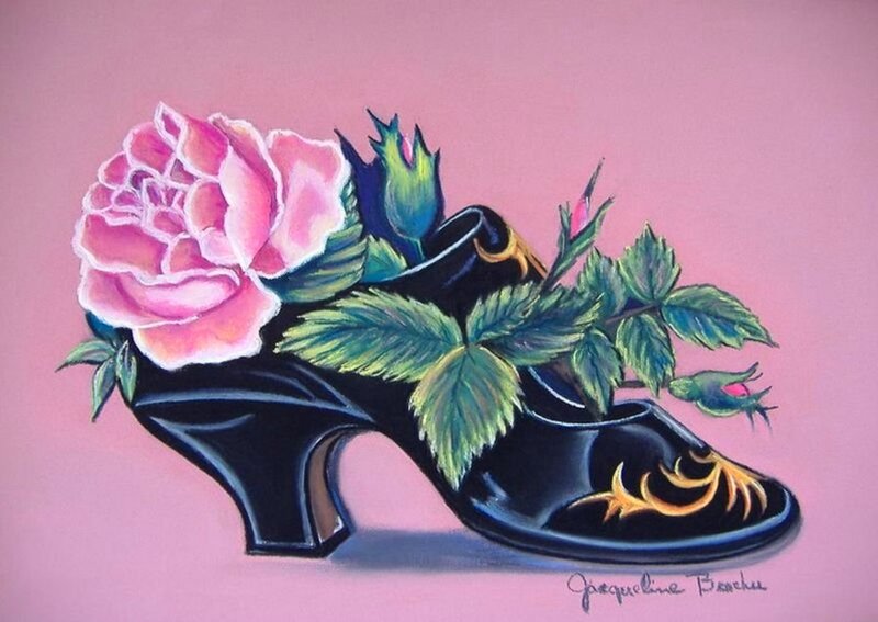 Black Shoe with Rose