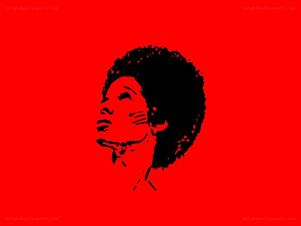 black silhouette on red background