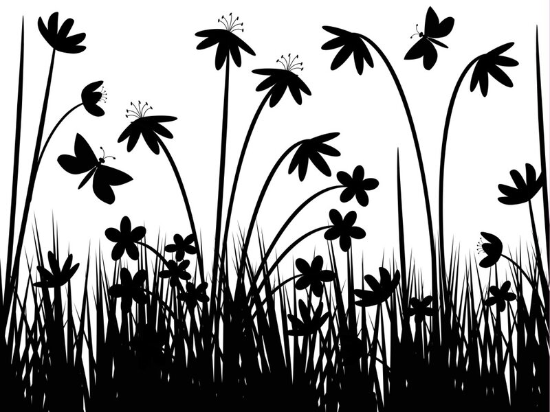 Black Silhouettes of Flowers