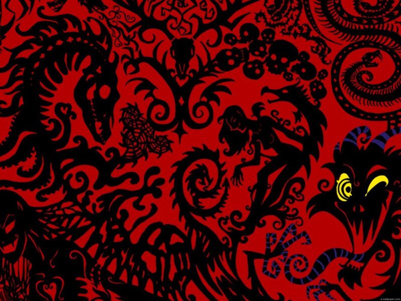 Black Silhouettes on Red