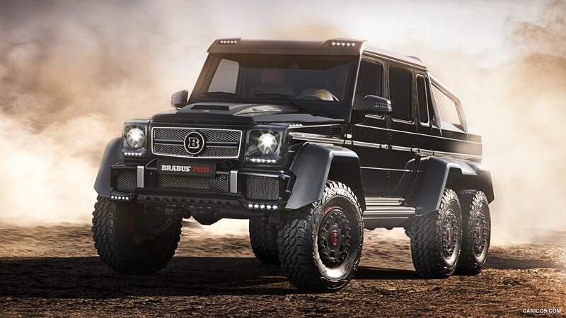 Black Six-wheeled SUV — Dramatic