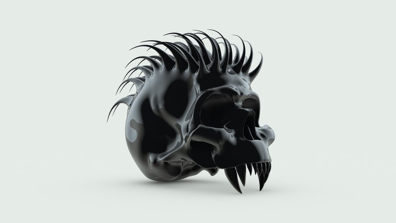 Black Skull Sculpture