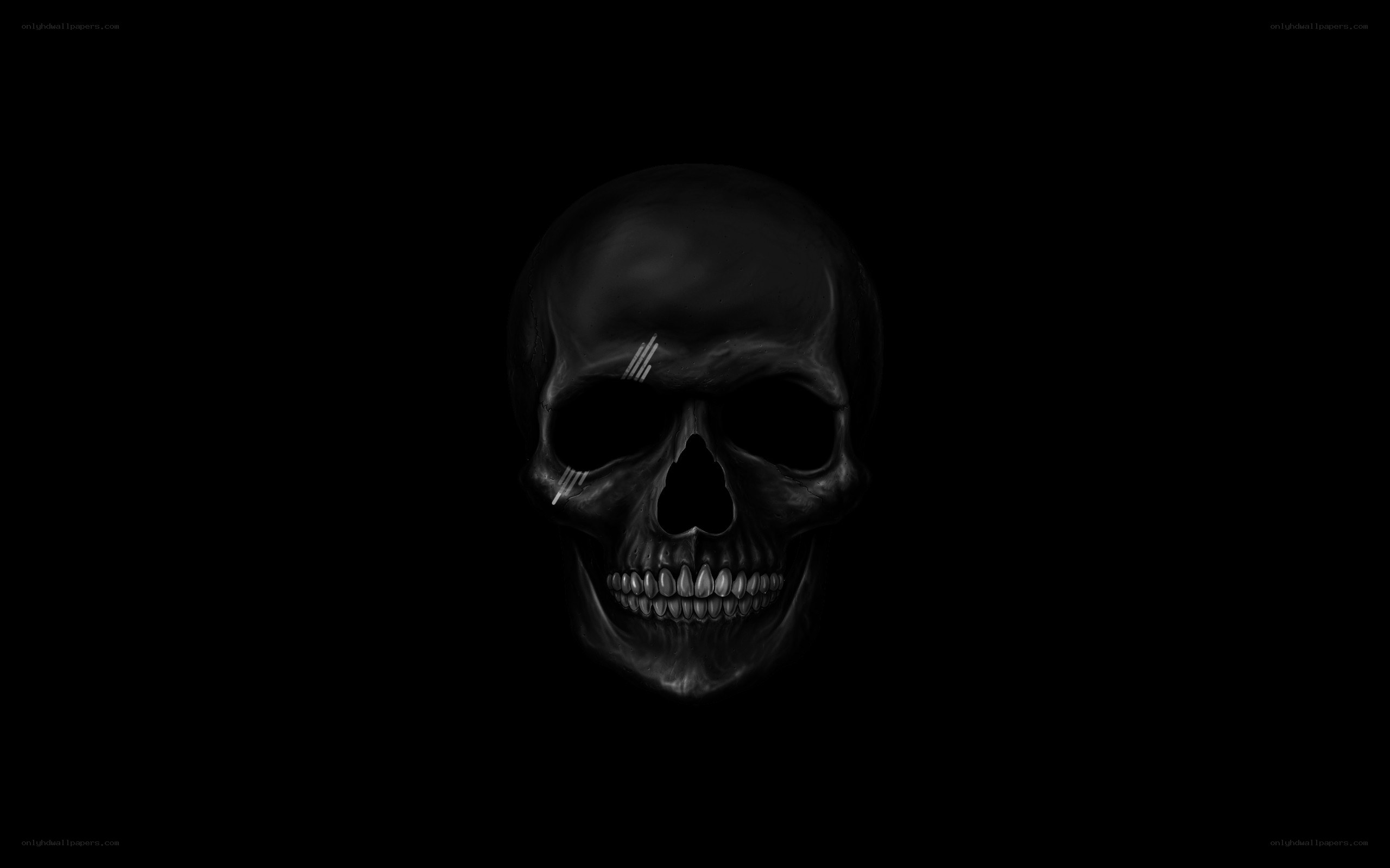 black skull with scratches