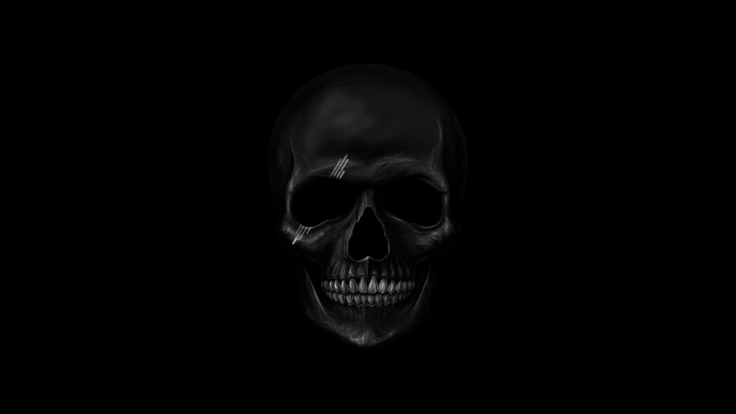 black skull with scratches