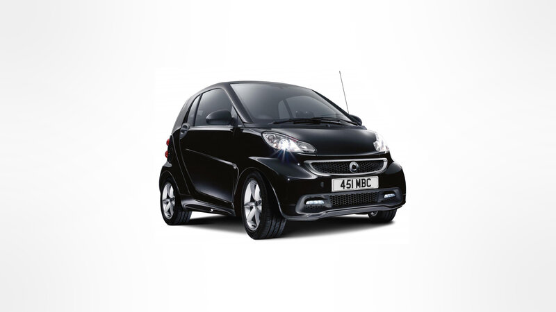 Black Smart Car — Neutral, Photograph, License Plate