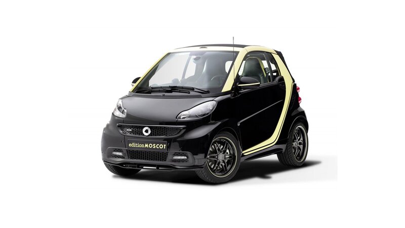 Black Smart Car — Neutral, Photograph, Yellow Stripe
