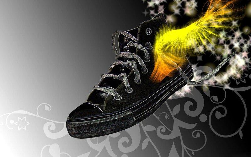 Black Sneaker with Glowing Effect — Dramatic
