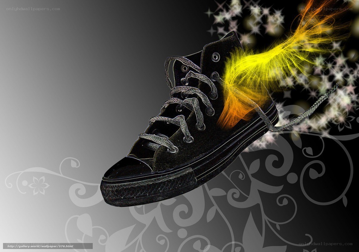 Black sneaker with glowing effect