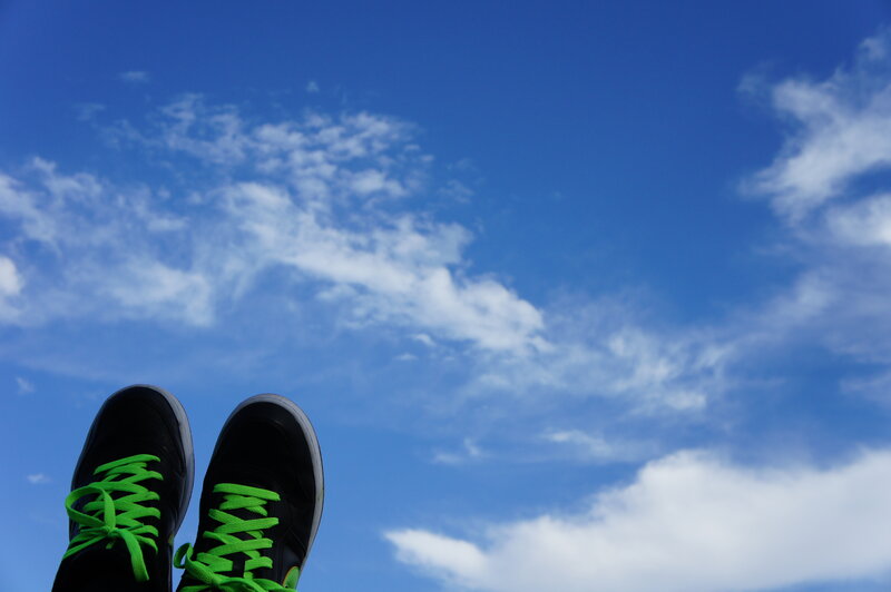 Black Sneakers with Green Laces