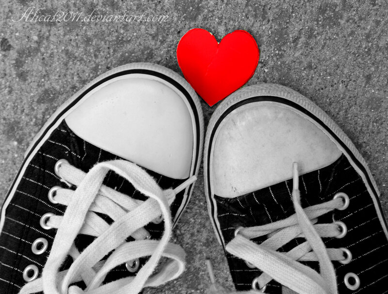 Black Sneakers with Heart